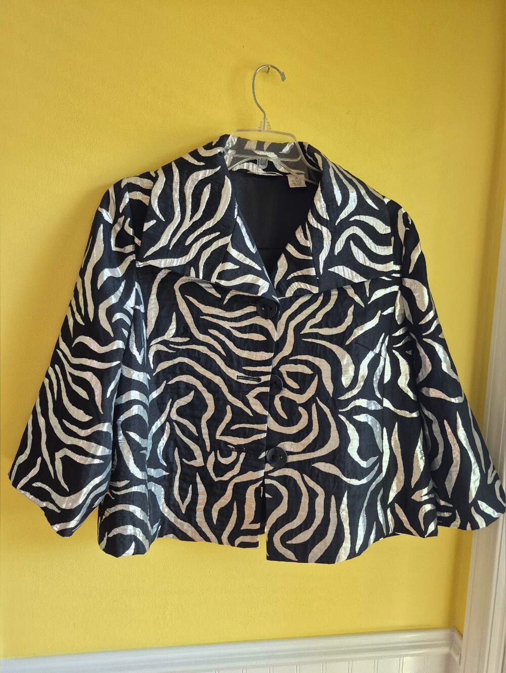 Laura Ashley Black and Silver Patterned Dress Jacket